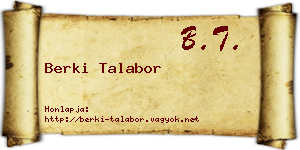 Berki Talabor névjegykártya
